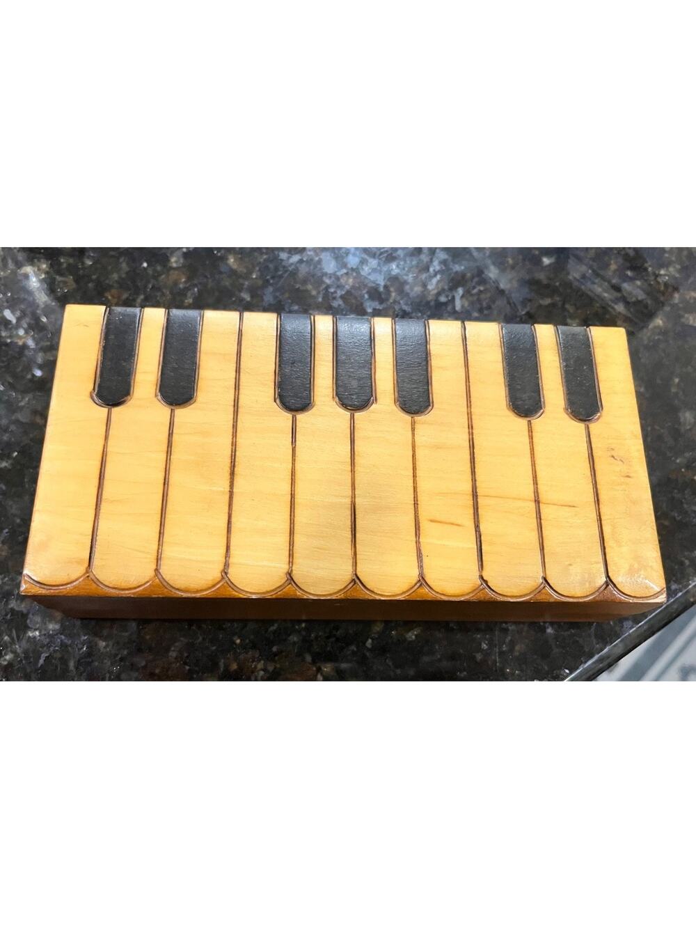 Vintage Piano Trinket Box Hand Carved Polish Wooden Jewelry Stash